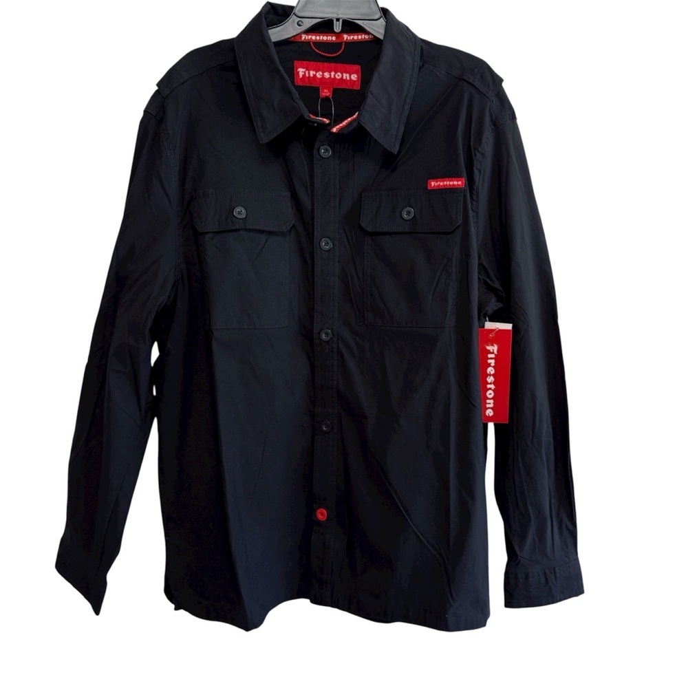 Firestone Tires Men’s Black Utility Button Down Work Shirt XL New With Tags